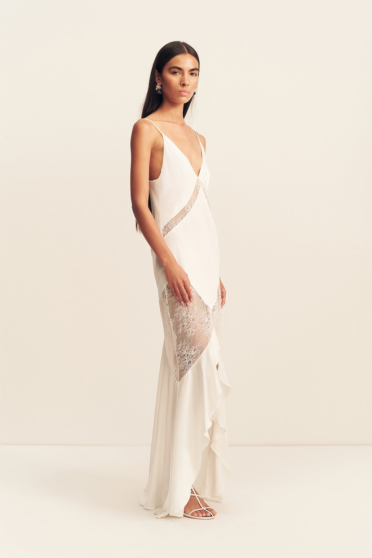 MNSJ140926213050056_3 Shona Joy Labyrinth Lace Panelled Ruffle Maxi Dress - Image 3