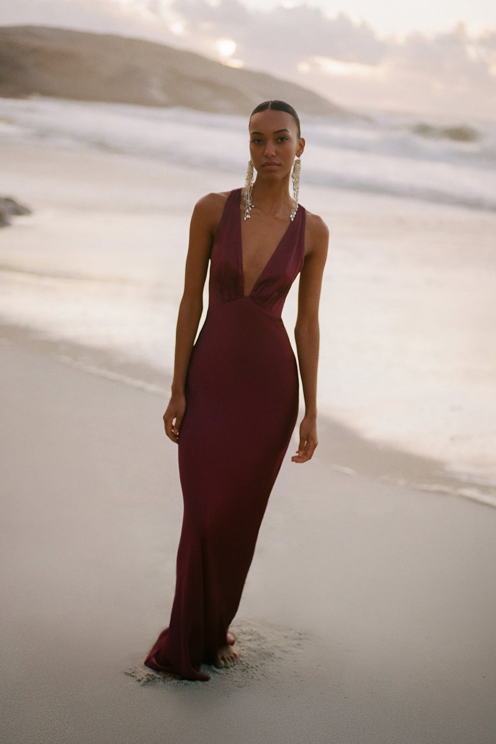 MNSJ140926213050060_2 Shona Joy LA Lune Plunged Cross Back Maxi Dress - Image 2