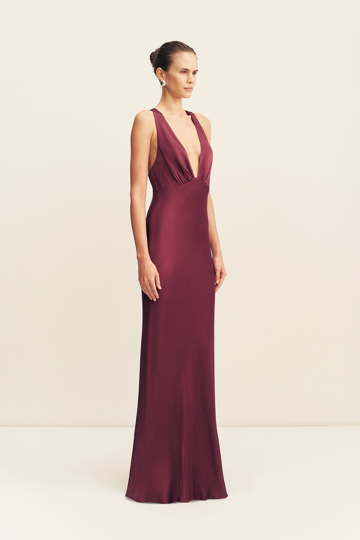 MNSJ140926213050060_3 Shona Joy LA Lune Plunged Cross Back Maxi Dress - Image 3