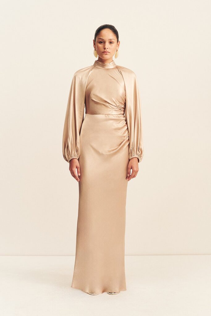 Shona Joy LA Lune High Neck Balloon Sleeve Maxi Dress - Image 1