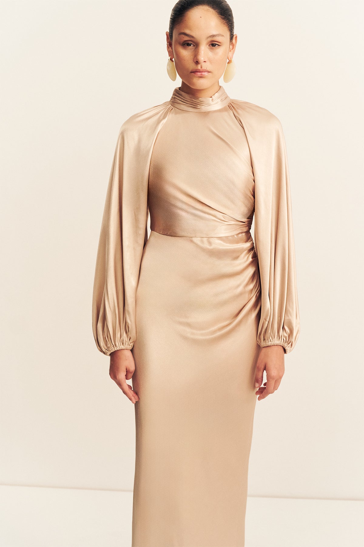 MNSJ140926213050067_2 Shona Joy LA Lune High Neck Balloon Sleeve Maxi Dress - Image 2