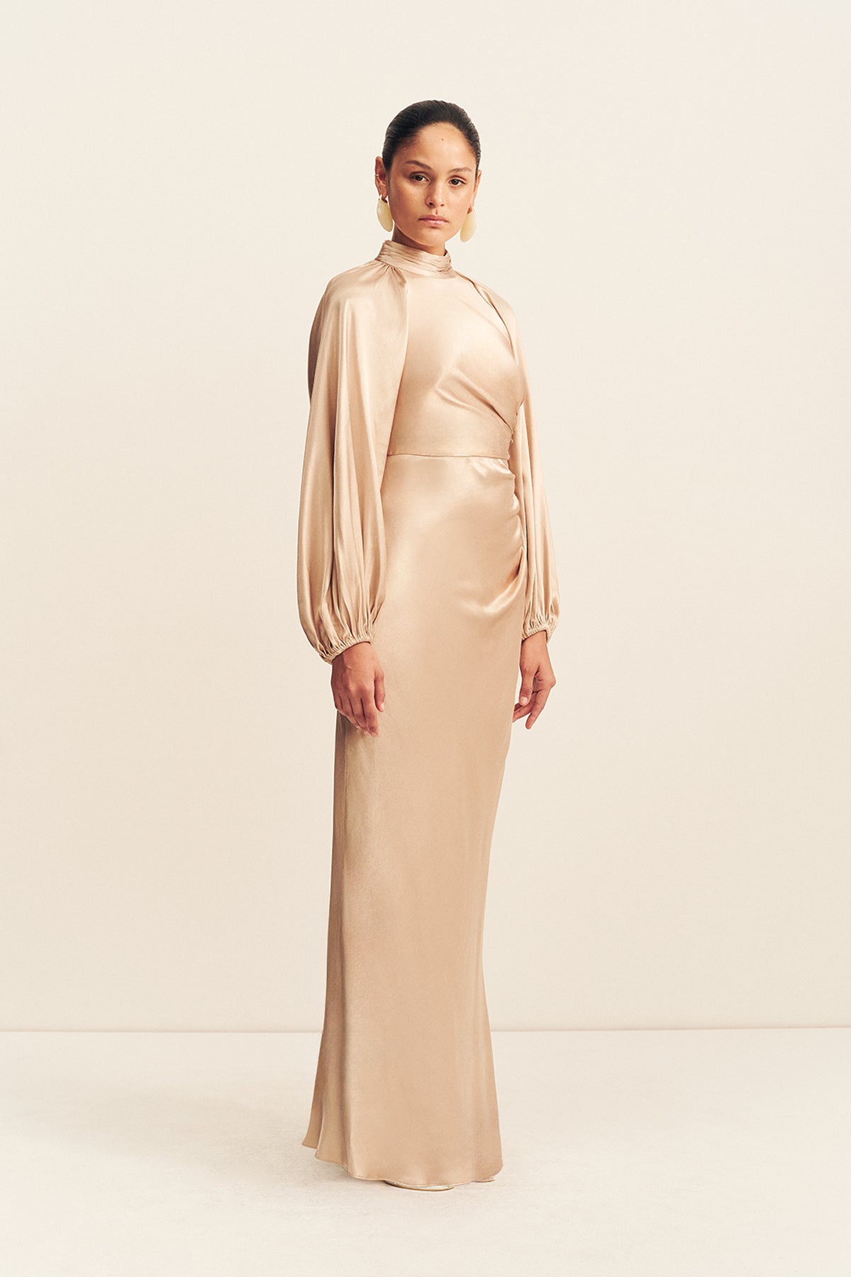 MNSJ140926213050067_3 Shona Joy LA Lune High Neck Balloon Sleeve Maxi Dress - Image 3