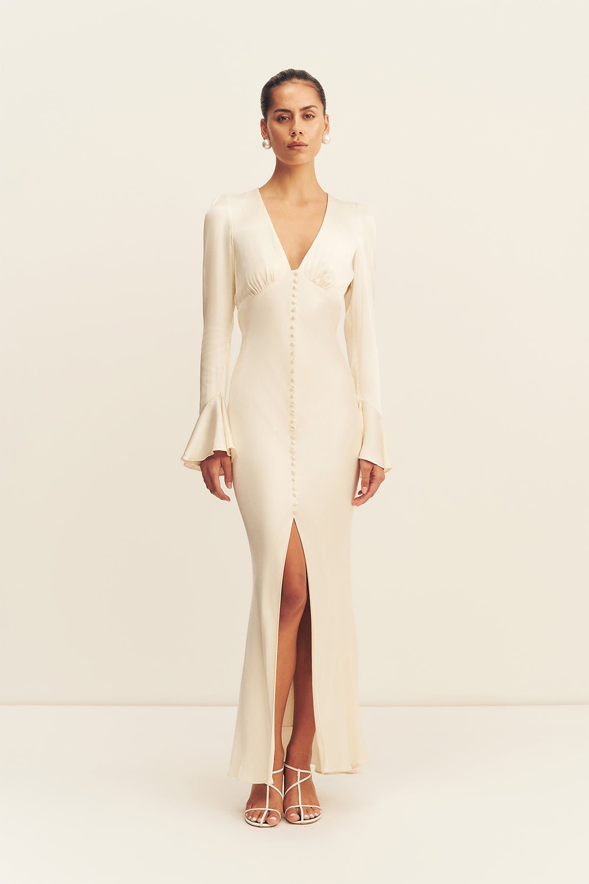 Shona Joy LA Lune Frill Cuff Bias Midi Dress - Image 1