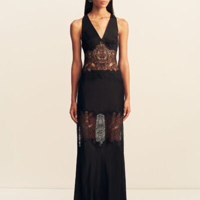 Shona Joy Jamila Plunged Lace Panelled Maxi Dress - Image 1