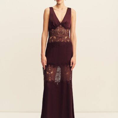 Shona Joy Jamila Lace Plunged Panelled Maxi Dress - Image 1