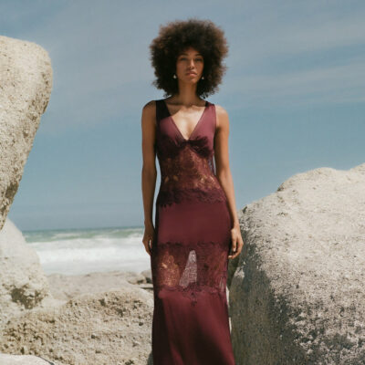Shona Joy Jamila Lace Plunged Panelled Maxi Dress - Image 2