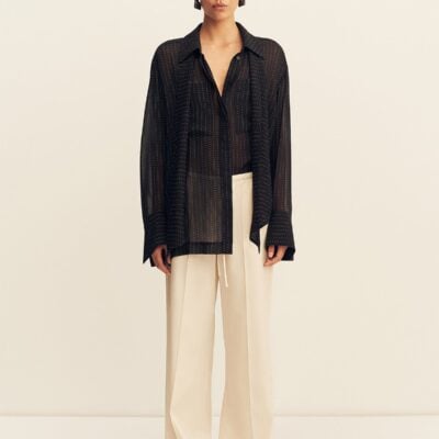 Shona Joy Irving Polka Dot Sheer Shirt - Image 1