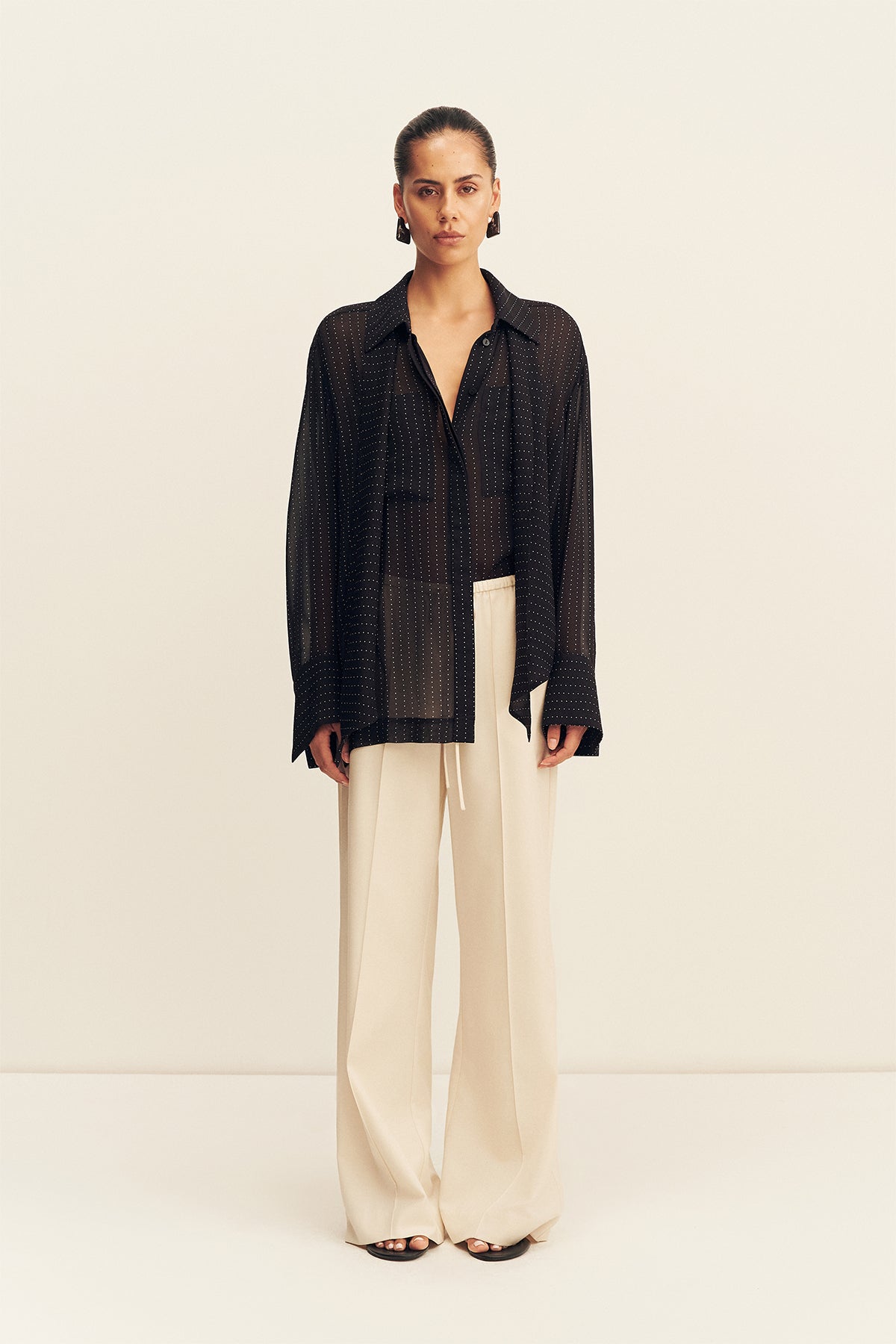 Shona Joy Irving Polka Dot Sheer Shirt - Image 1