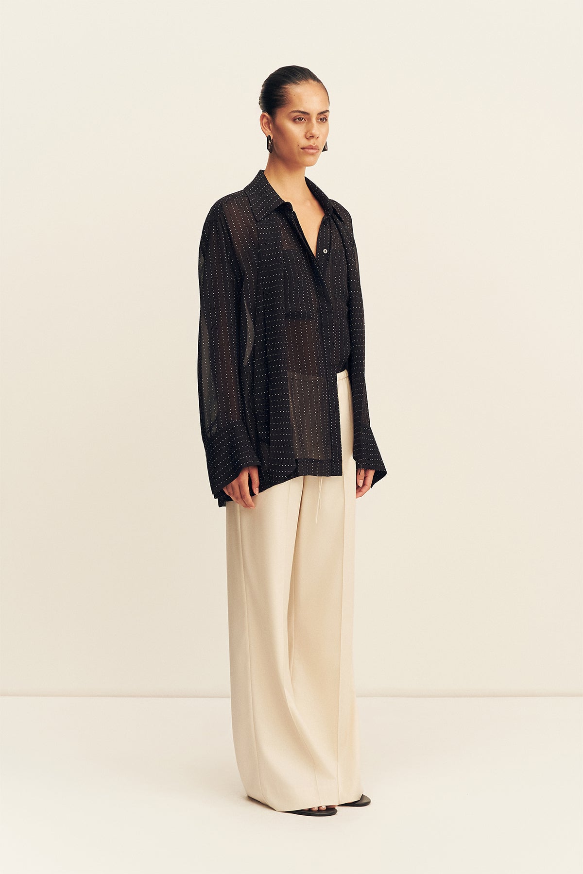 MNSJ140926213050075_3 Shona Joy Irving Polka Dot Sheer Shirt - Image 3