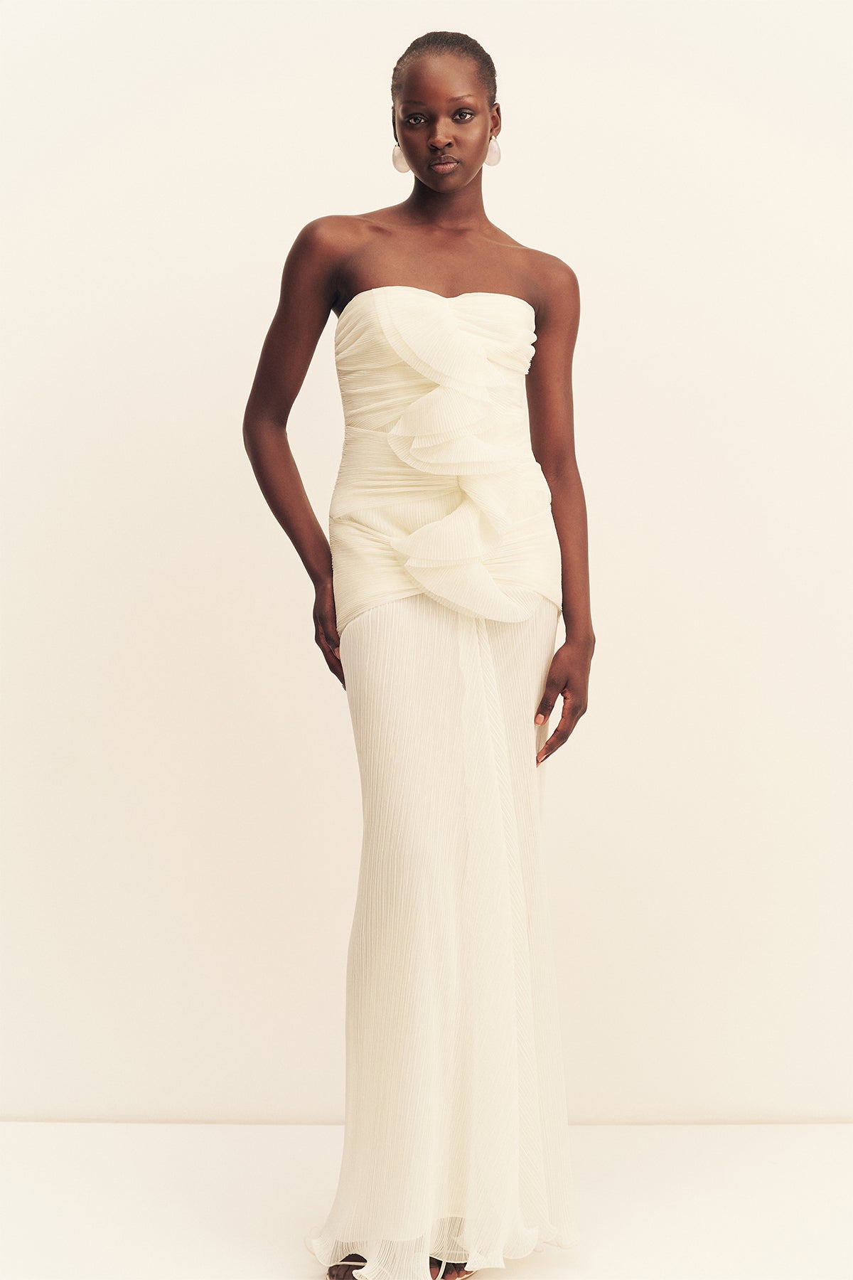 MNSJ140926213050084_3 Shona Joy Federick Pleated Ruffle Maxi Dress - Image 3