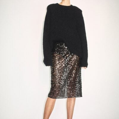 Shona Joy Everly Sequin Midi Skirt With Detachable Lining- Black - Image 2