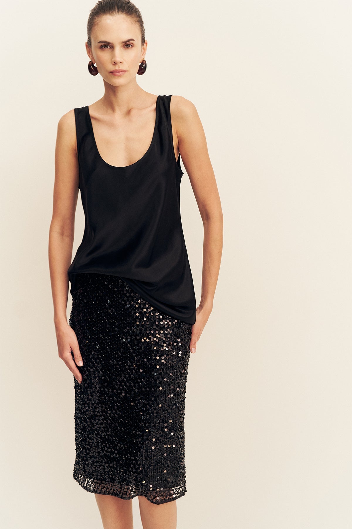 Shona Joy Everly Sequin Midi Skirt With Detachable Lining- Black - Image 3