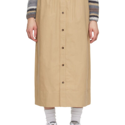 A.P.C. Beige Organic Cotton Midi Skirt