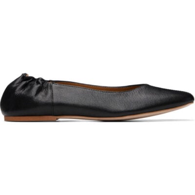 A.P.C. Black Square-Toe Leather Ballerina Flats