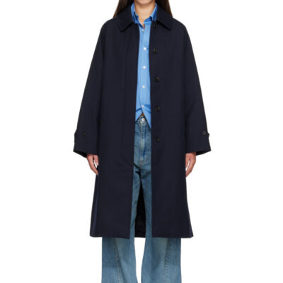 A.P.C. Navy Water-Repellent Wool Coat