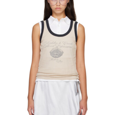 Acne Studios Beige & Black Ribbed Tank Top