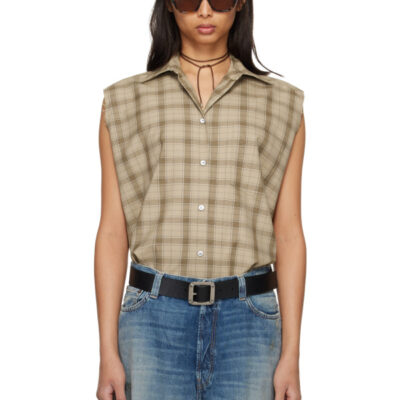 Acne Studios Beige Check Button-Up Vest