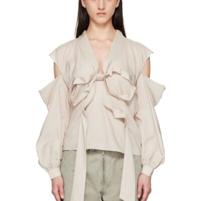Acne Studios Beige Cut-Out Bow Blouse