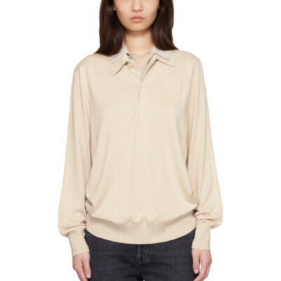 Acne Studios Beige Layered Silk Knit Polo