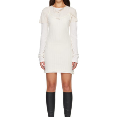 Acne Studios Beige & Off-White Layered Minidress