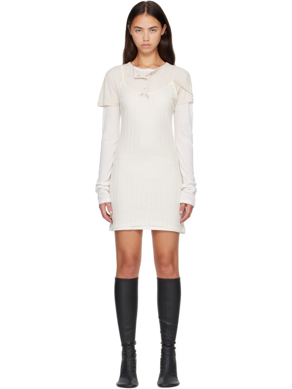 Acne Studios Beige & Off-White Layered Minidress