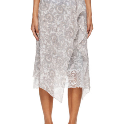Acne Studios Beige Paisley Silk Midi Skirt