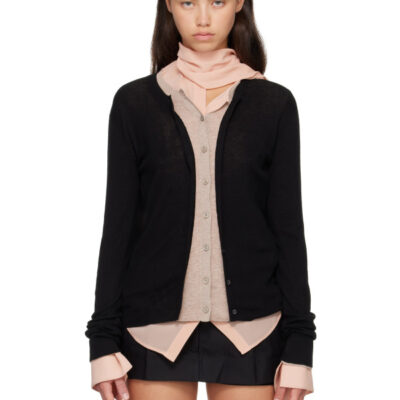 Acne Studios Black & Beige Layered Silk-Wool Cardigan