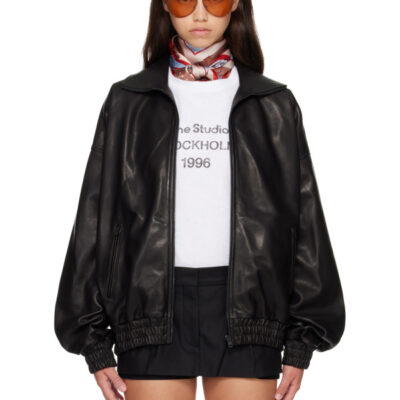 Acne Studios Black Blouson Leather Jacket