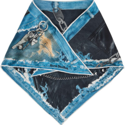 Acne Studios Black & Blue Printed Silk Scarf