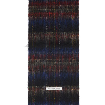Acne Studios Black Check Fringed Scarf