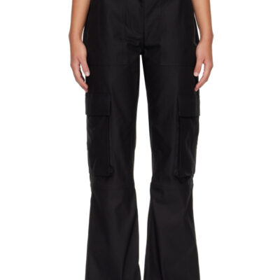 Acne Studios Black Cotton Satin Cargo Trousers