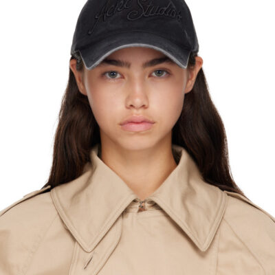 Acne Studios Black Embroidered-Logo Cap