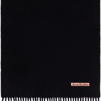 Acne Studios Black Fringe Wool Scarf