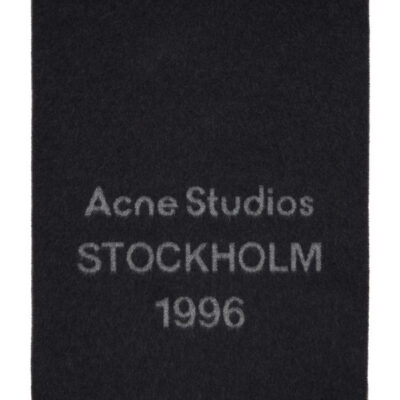 Acne Studios Black Logo Scarf