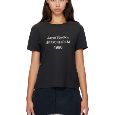 Acne Studios Black Printed Logo T-shirt