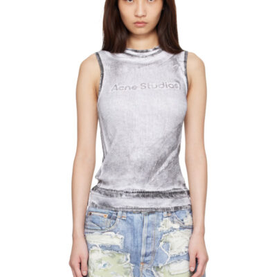 Acne Studios Black & White Layered Logo Tank Top