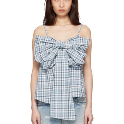 Acne Studios Blue Bow Check Top