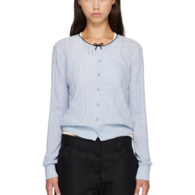 Acne Studios Blue Bow Silk Cardigan