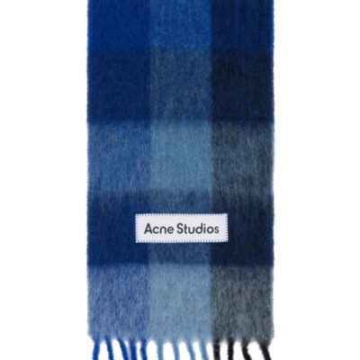 Acne Studios Blue Check Wool Scarf