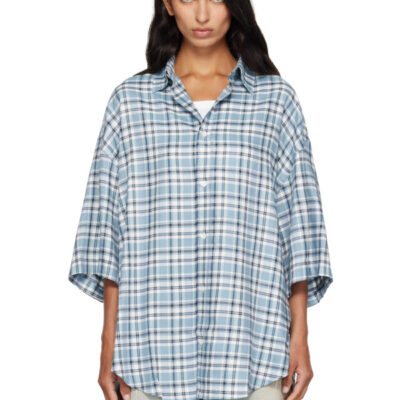 Acne Studios Blue Checked Flannel Shirt