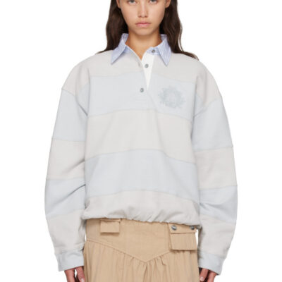 Acne Studios Blue & Gray Striped Polo