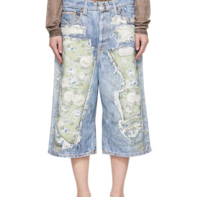 Acne Studios Blue Trompe-l’Oeil Denim Shorts