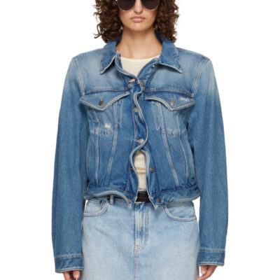 Acne Studios Blue Wavy Denim Jacket