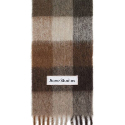 Acne Studios Brown & Beige Check Wool Scarf