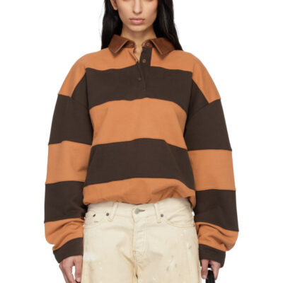 Acne Studios Brown Striped Polo