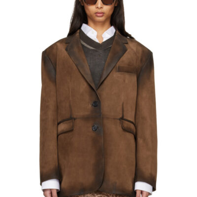 Acne Studios Brown Suede Suit Jacket