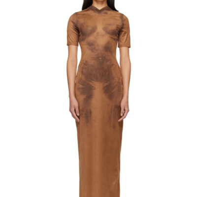 Acne Studios Brown Trompe L’Oeil Faux-Suede Maxi Dress
