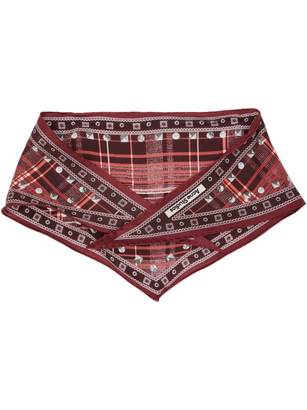 Acne Studios Burgundy Check Silk Scarf