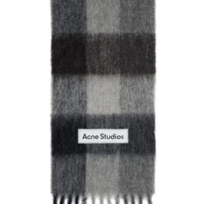 Acne Studios Gray & Black Check Wool Scarf