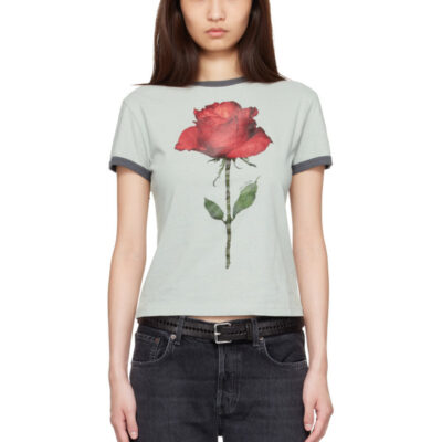 Acne Studios Gray Graphic Rose T-shirt